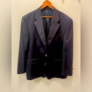 IZOD 44R men’s navy blue blazer single breasted with muted silver buttons